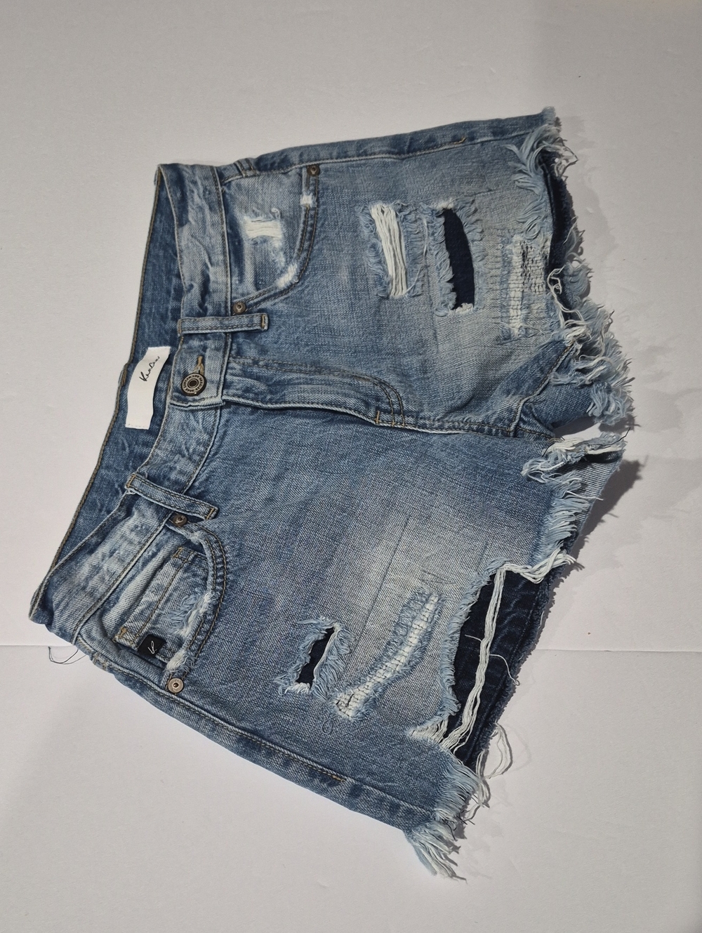 KanCan Mid Rise Mom Light Blue Distressed Denim Shorts Size 1/24 KC8624M